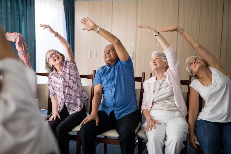 seniors exercising seated