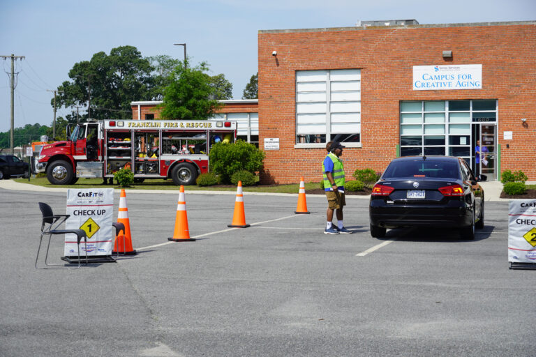 firetruck, carfit line, in front of Hayden Village Center