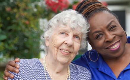 close up of two women smiling