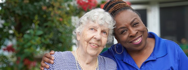 close up of two women smiling